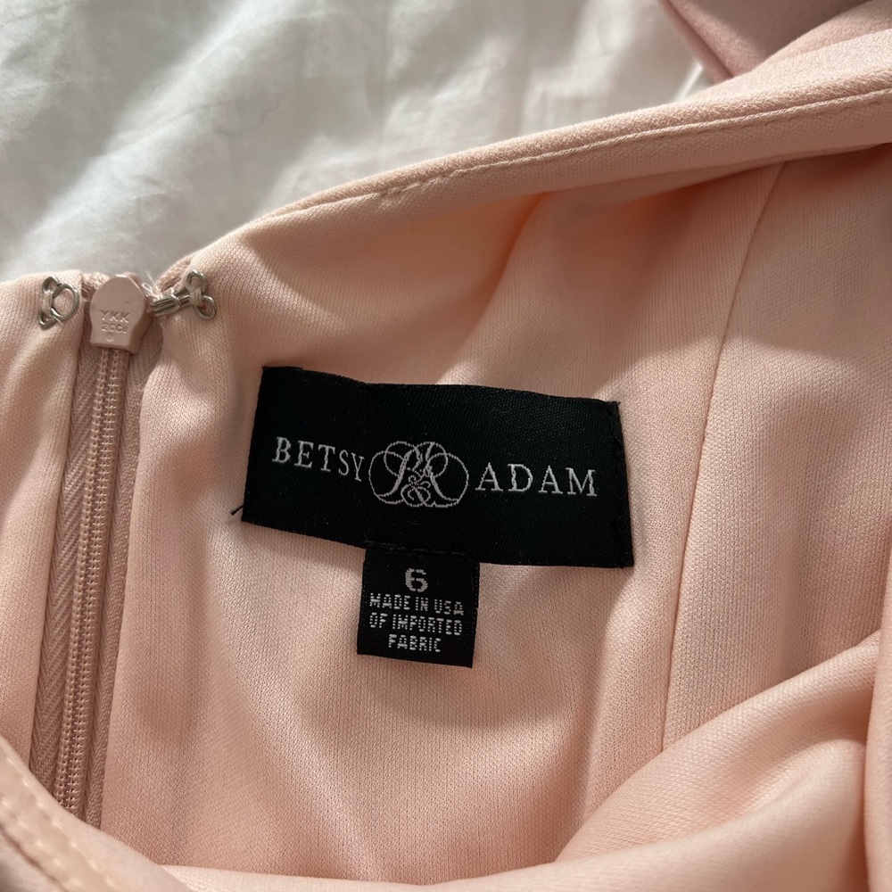 Betsy Adam pink one shoulder cocktail dress, size 6